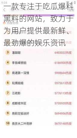 一款专注于吃瓜爆料黑料的网站，致力于为用户提供最新鲜、最劲爆的娱乐资讯