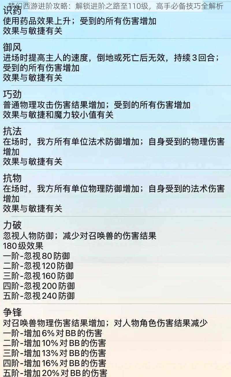 梦幻西游进阶攻略：解锁进阶之路至110级，高手必备技巧全解析