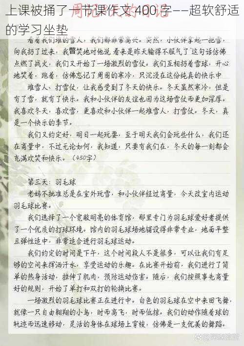 上课被捅了一节课作文 400 字——超软舒适的学习坐垫