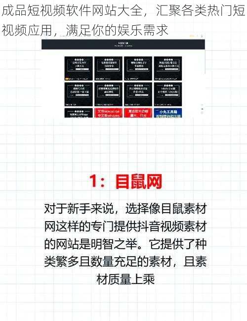 成品短视频软件网站大全，汇聚各类热门短视频应用，满足你的娱乐需求