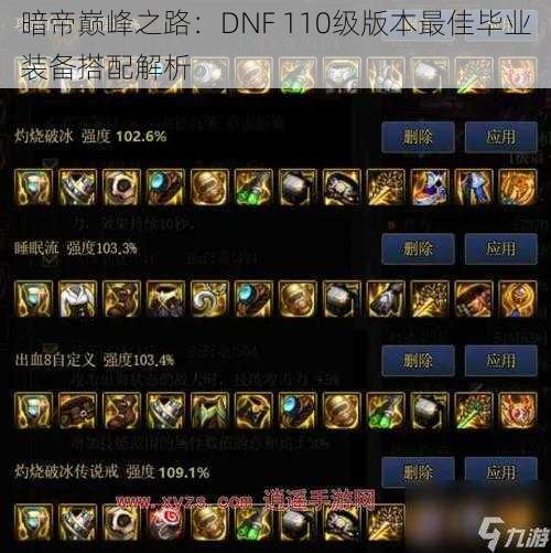 暗帝巅峰之路：DNF 110级版本最佳毕业装备搭配解析