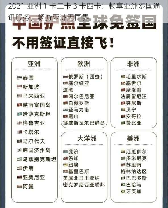 2021 亚洲 1 卡二卡 3 卡四卡：畅享亚洲多国通讯服务，畅游亚洲无国界