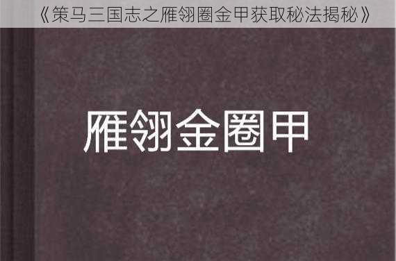 《策马三国志之雁翎圈金甲获取秘法揭秘》