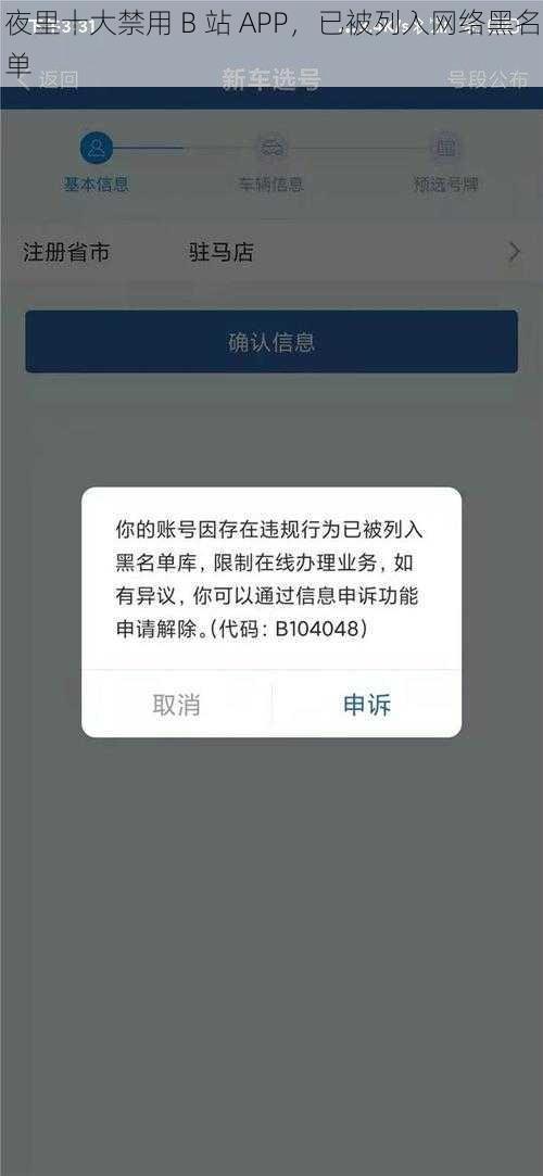 夜里十大禁用 B 站 APP，已被列入网络黑名单